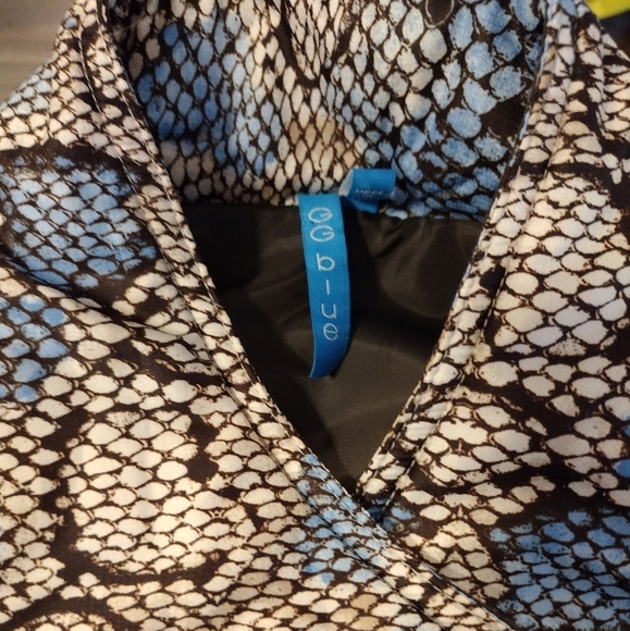 GG blue Women's beige blue Snake print Vest with asymmetrical zipper size M - Picture 5 of 7